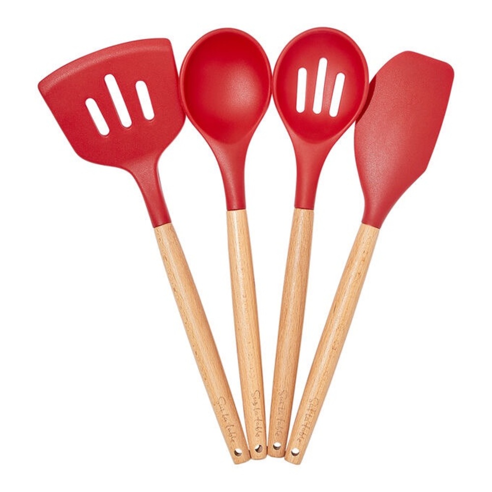 NEW Sur La Table Red 4-Piece Silicone Kitchen Utensil Set